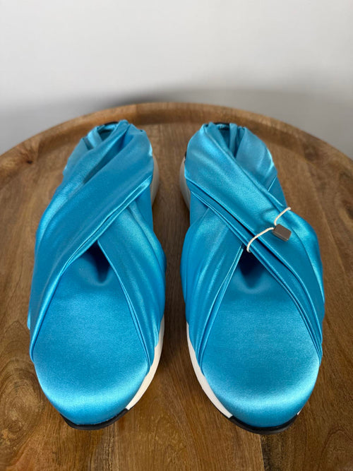 Casadei Satin Stretch Slip-On Sneakers Blue EU 35 (US 5) NWB