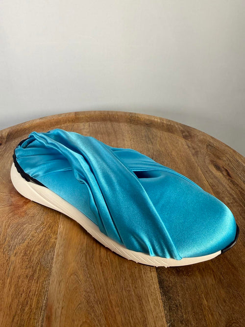 Casadei Satin Stretch Slip-On Sneakers Blue EU 35 (US 5) NWB