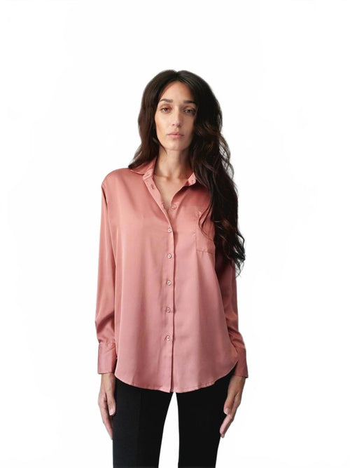 NWT LBLC The Label Smith Button-Up Blouse Pink Size XS