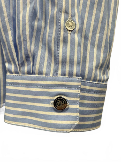 The Kooples Mens Blue And White Striped Long Sleeve Shirt - M NWT 235 MRSP