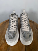 DKNY Rivka Lace-Up High Camo Canvas Silver Sneakers Women’s Size 8.5 NWB