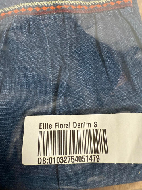 NWT Guadalupe Ellie Floral Denim Mini Dress Blue Size Small