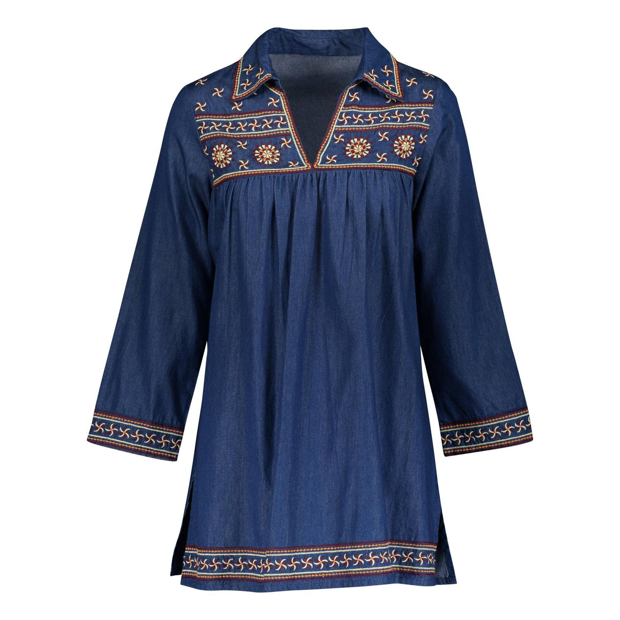 NWT Guadalupe Ellie Floral Denim Mini Dress Blue Size Small