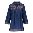 NWT Guadalupe Ellie Floral Denim Mini Dress Blue Size Small