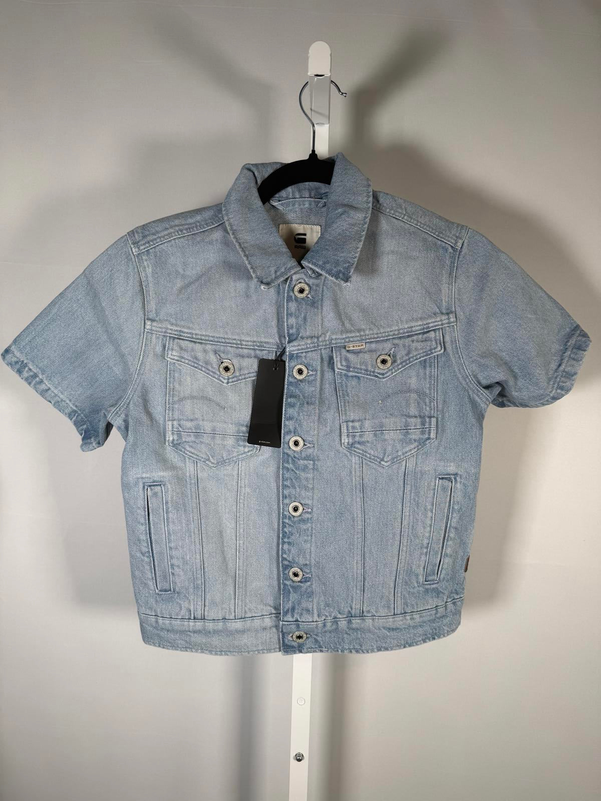 NWT G-Star RAW Arc Short Sleeve Denim Jacket Women’s Vintage Electric Blue - XS