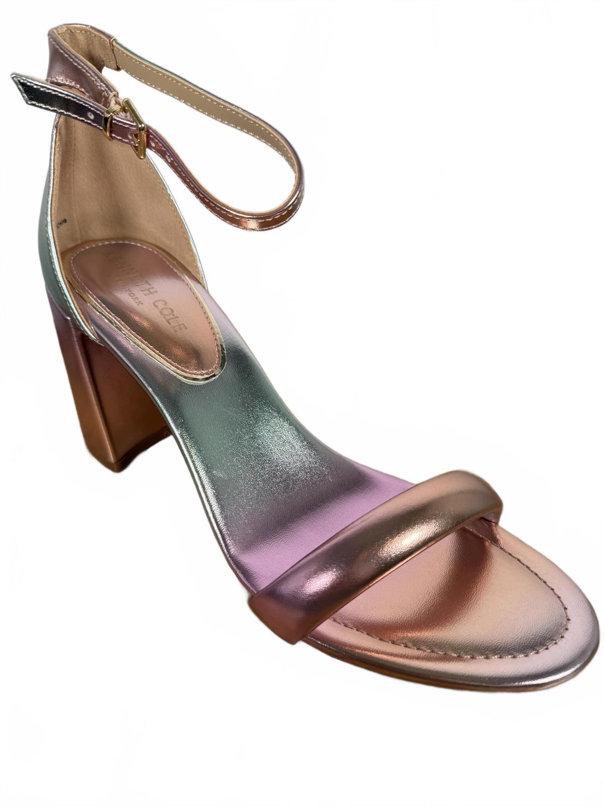 NWB Kenneth Cole New York Luisa Metallic Heel Sandals 8.5