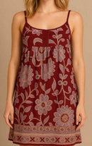 NWT Guadalupe Burgundy Printed Dress Size Small
