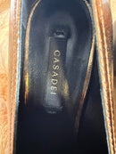 Casadei Metallic Bronze Pointed-Toe Block Heel Loafers EU 35 (US 5) NWB