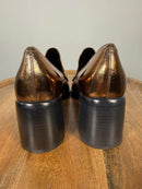 Casadei Metallic Bronze Pointed-Toe Block Heel Loafers EU 35 (US 5) NWB