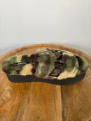 DKNY Palz Faux Fur Slipper Slides Camo Multi Logo Platform US 7 NWB