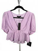 NWT Lulus Lavender Peplum Crop Top Puff Sleeve Size Large