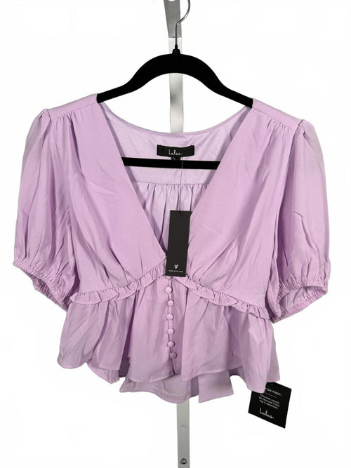 NWT Lulus Lavender Peplum Crop Top Puff Sleeve Size Large