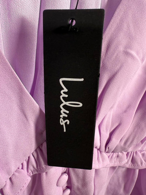 NWT Lulus Lavender Peplum Crop Top Puff Sleeve Size Large