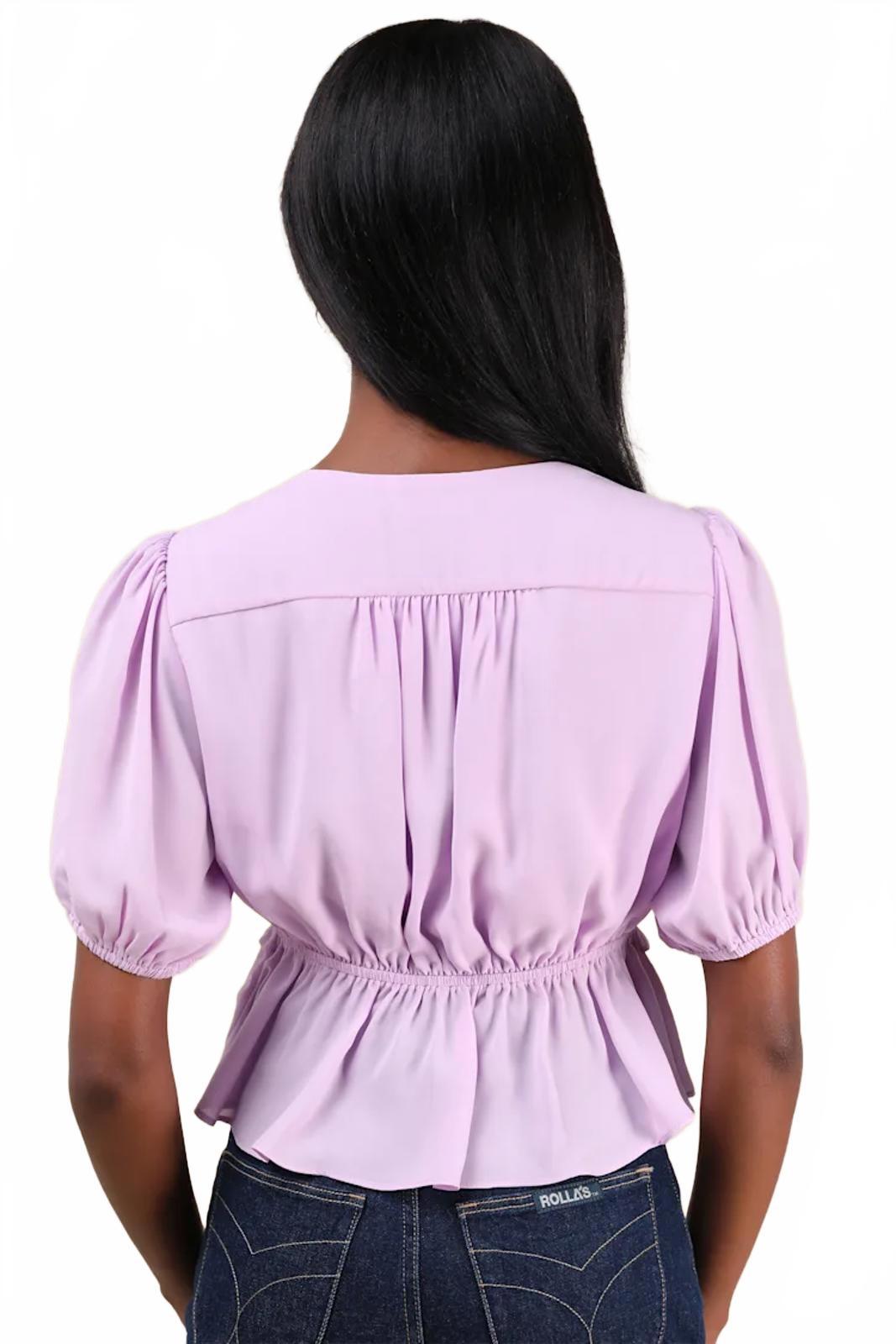 NWT Lulus Lavender Peplum Crop Top Puff Sleeve Size Large