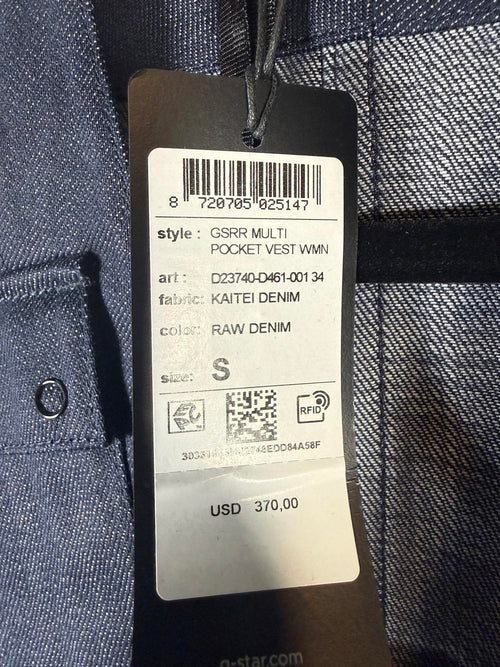 NWT G-Star RAW GSRR Multi Pocket Vest Women’s Size Small Raw Denim
