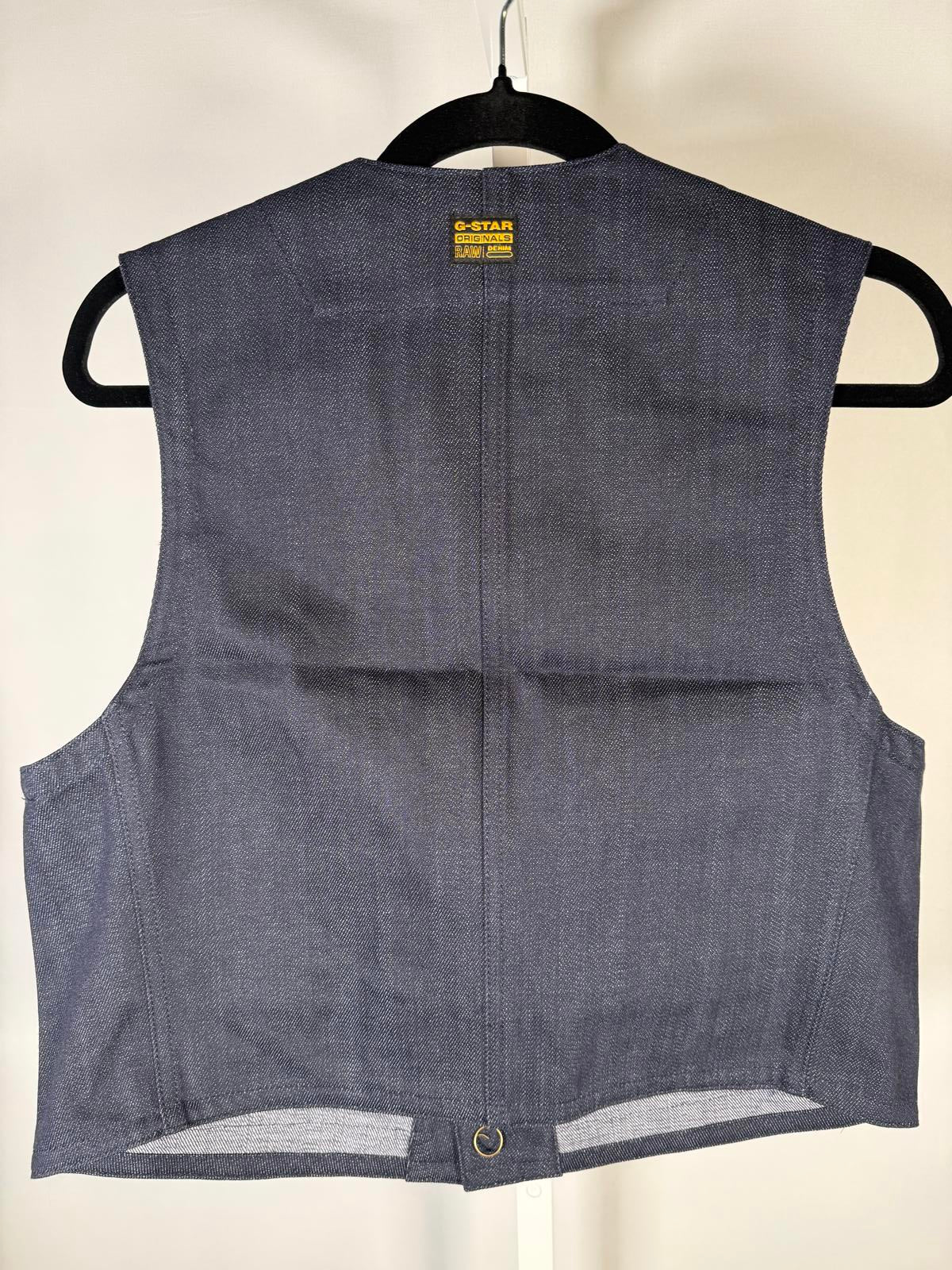 NWT G-Star RAW GSRR Multi Pocket Vest Women’s Size Small Raw Denim