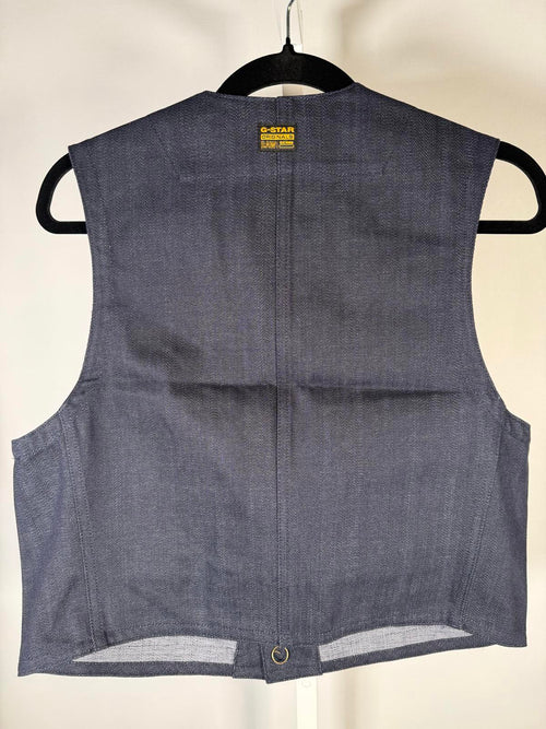 NWT G-Star RAW GSRR Multi Pocket Vest Women’s Size Small Raw Denim