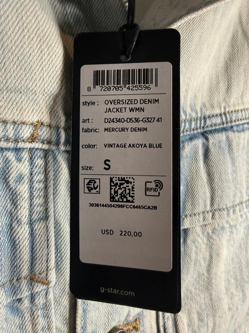 NWT G-Star RAW Oversized Denim Jacket Women’s Size Small Vintage Akoya Blue