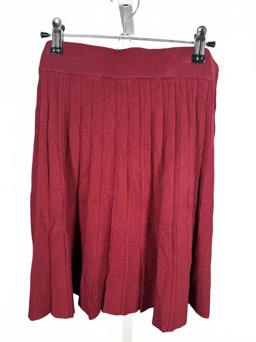 Lulus Chic Vision Burgundy Pleated Sweater Mini Skater Skirt - XL