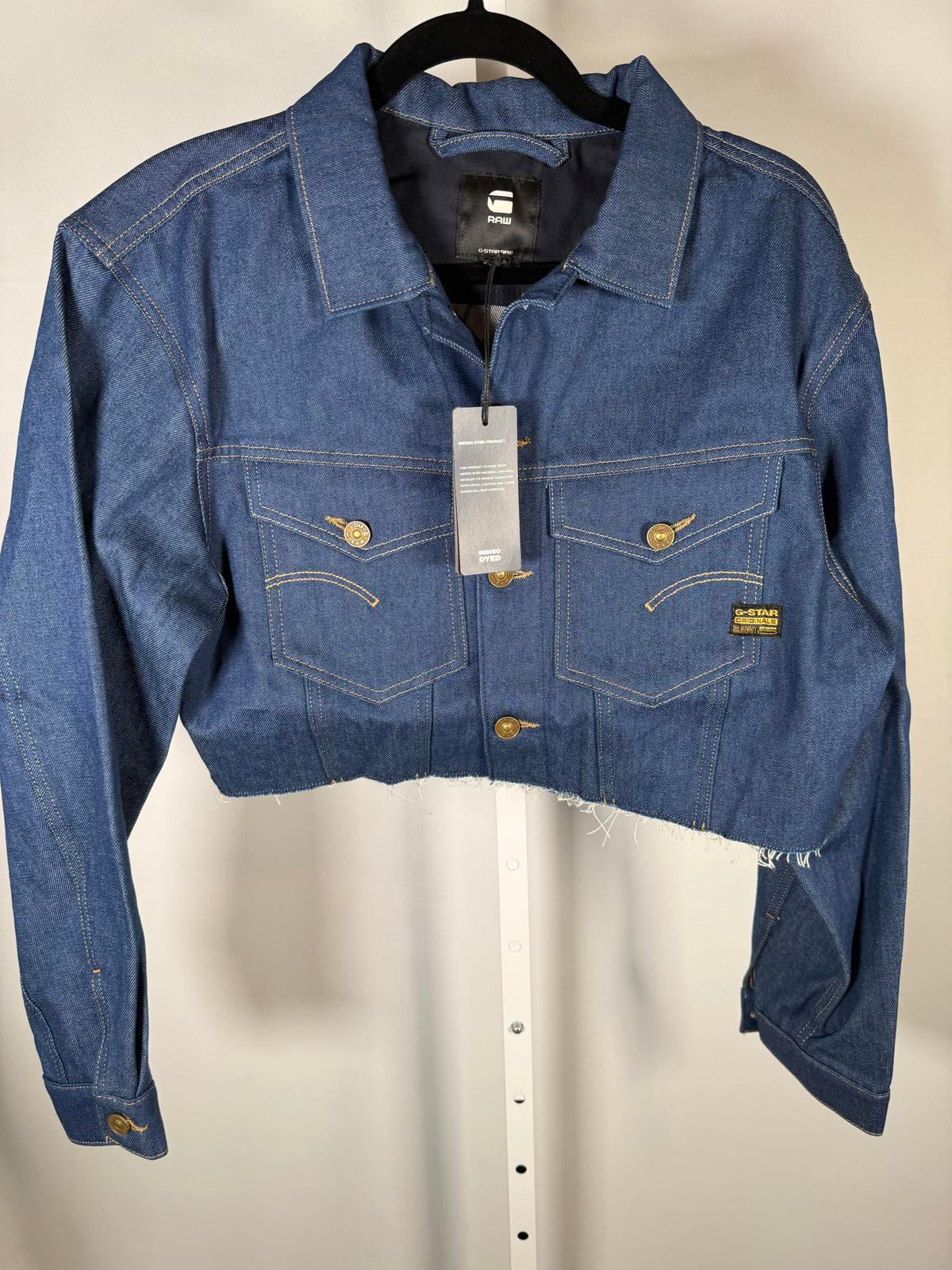NWT G-Star RAW Frayed-Edge Cropped Denim Jacket Raw Denim Women’s Size Medium