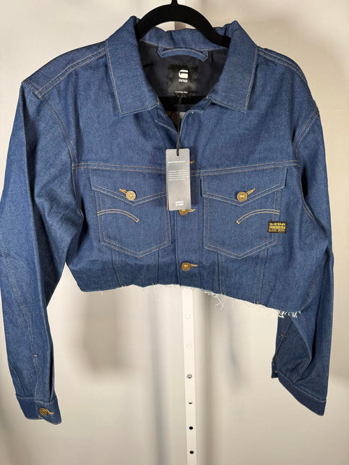 NWT G-Star RAW Frayed-Edge Cropped Denim Jacket Raw Denim Women’s Size Small