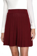Lulus Chic Vision Burgundy Pleated Sweater Mini Skater Skirt - XL
