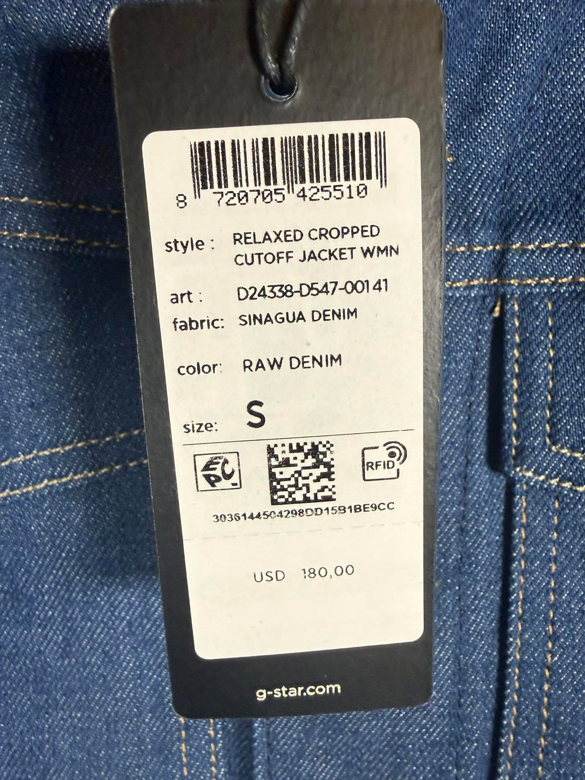 NWT G-Star RAW Frayed-Edge Cropped Denim Jacket Raw Denim Women’s Size Small