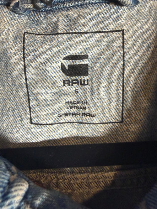 NWT G-Star RAW Oversized Denim Jacket Womens Sun Faded Air Force Blue Size Small