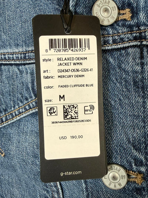 NWT G-Star RAW Women’s Relaxed Denim Jacket Faded Cliffside Blue Size Medium