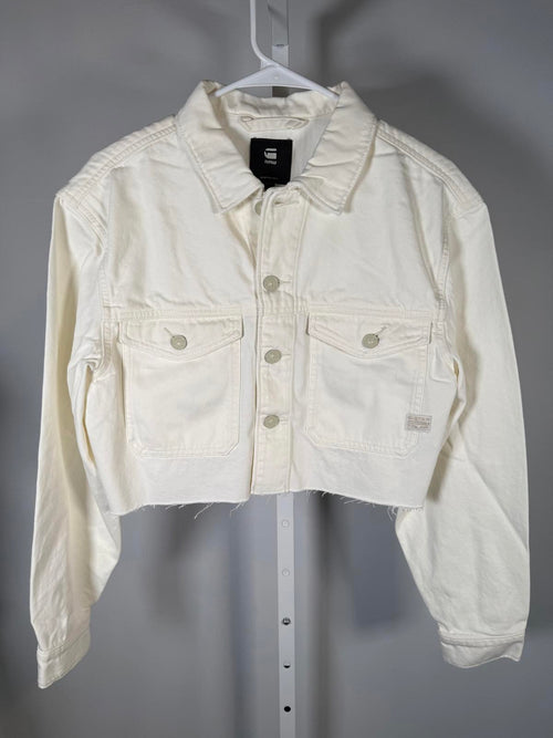 NWT G-Star RAW Women’s Cropped Wander Denim Jacket Chalk White Size Small
