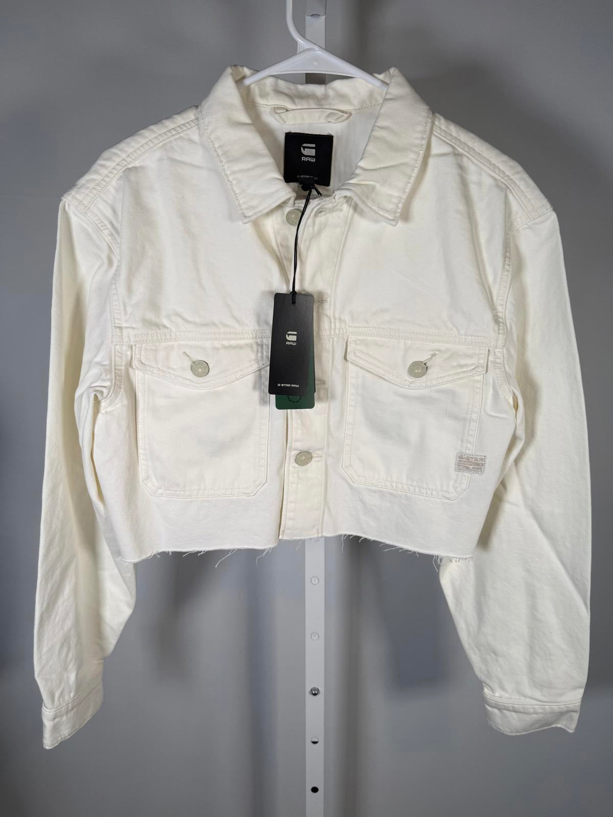 NWT G-Star RAW Women’s Cropped Wander Denim Jacket Chalk White Size Medium