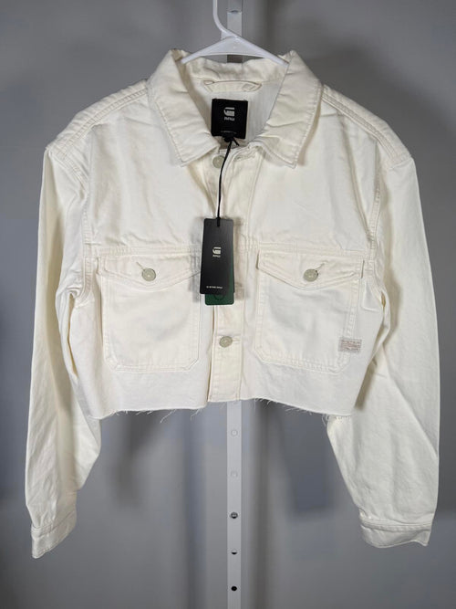 NWT G-Star RAW Women’s Cropped Wander Denim Jacket Chalk White Size Medium