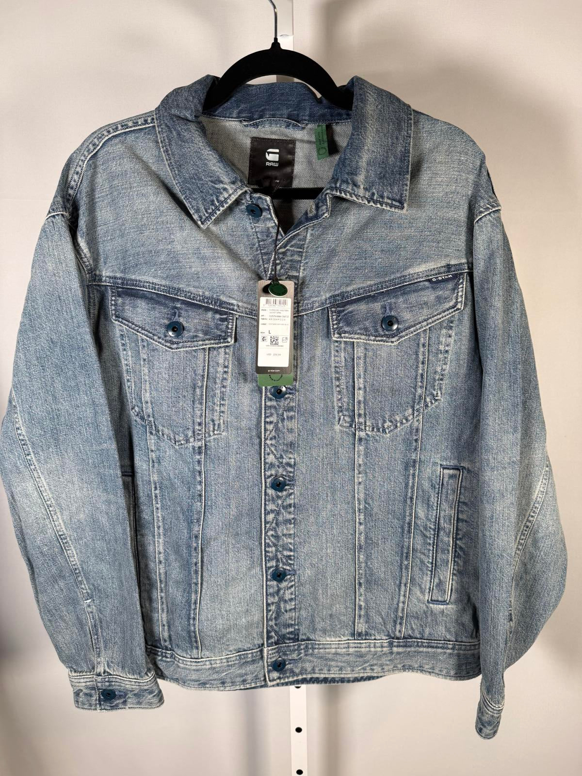 NWT G-Star RAW Women’s Oversized Western Denim Jacket Sun Faded Blue Size Large