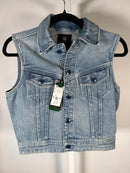 NWT G-Star RAW Women’s Slim Denim Vest Sun Faded Air Force Blue Size Small