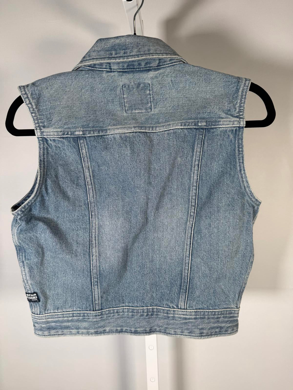 NWT G-Star RAW Women’s Slim Kir Denim Vest Sun Faded Air Force Blue Size XS