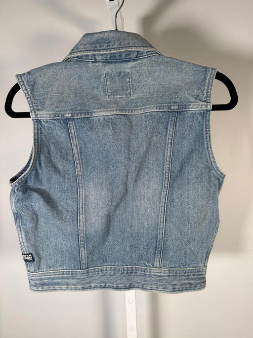 NWT G-Star RAW Women’s Slim Denim Vest Sun Faded Air Force Blue Size XS