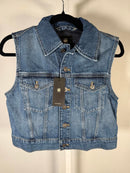 NWT G-Star RAW Women’s Shrunken Denim Vest Faded Cliffside Blue - Size Small