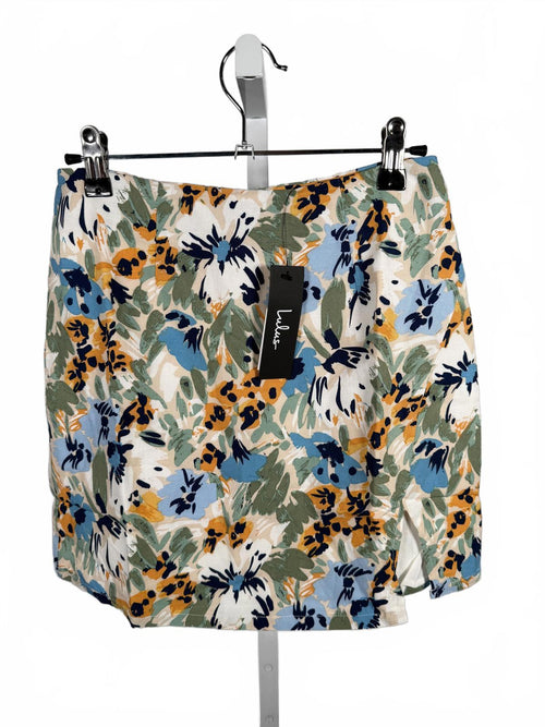 NWT Lulus Full Flower Beige Floral Print Mini Skirt XS