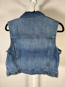 NWT G-Star RAW Women’s Shrunken Denim Vest Faded Cliffside Blue Size Small