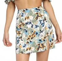 NWT Lulus Full Flower Beige Floral Print Mini Skirt XS