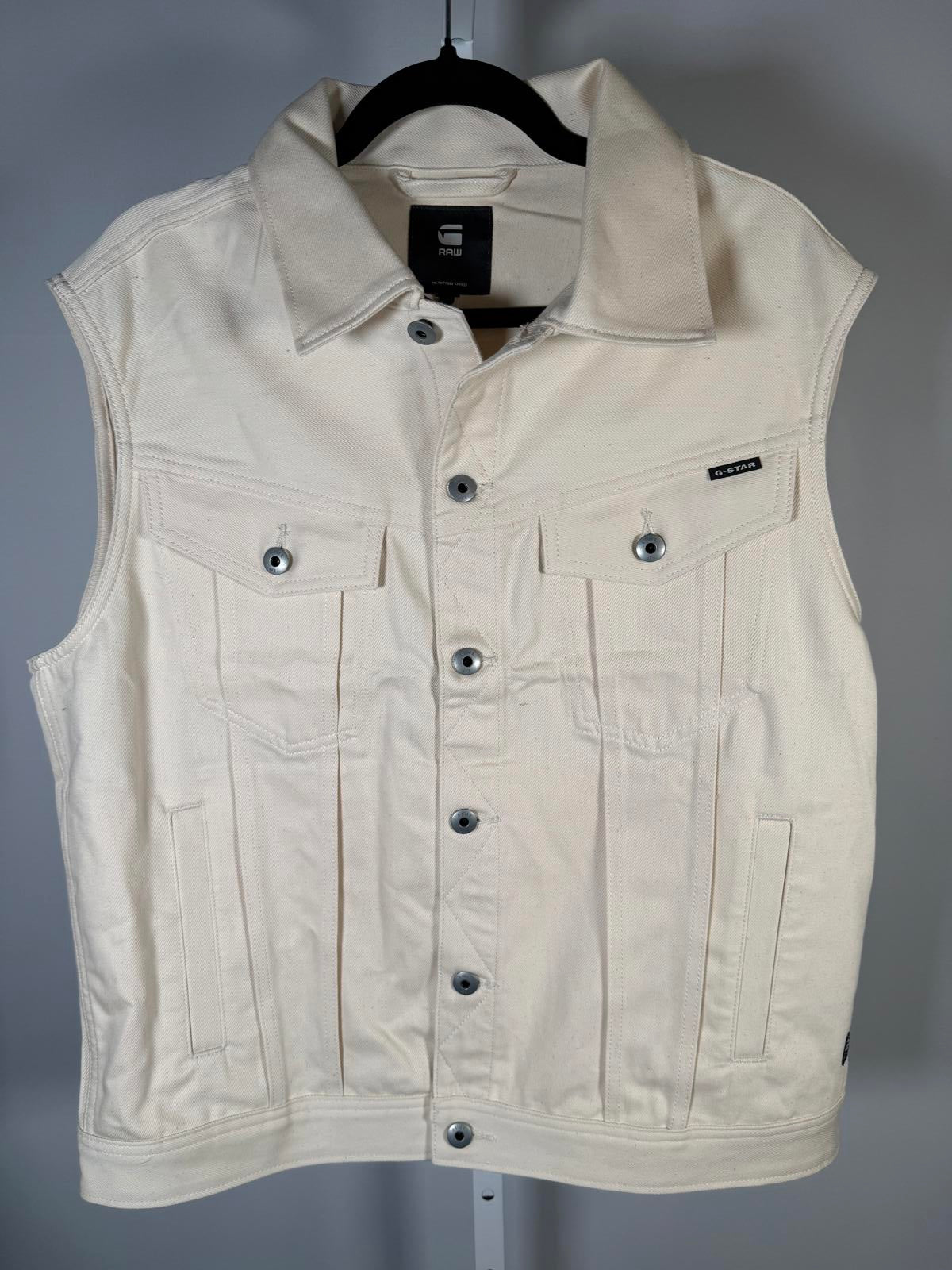 NWT G-Star RAW Oversized Denim Vest Women’s Ecru Off-White - Size Medium