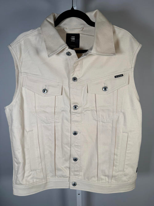 NWT G-Star RAW Oversized Denim Vest Women’s Ecru Off-White - Size Medium