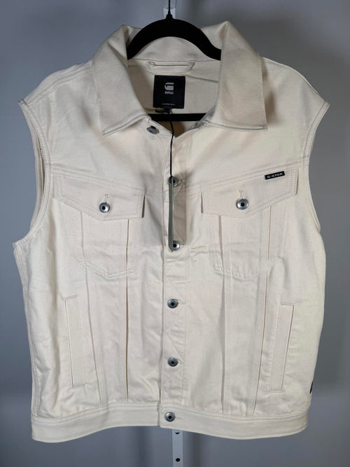 NWT G-Star RAW Oversized Denim Vest Women’s Ecru Off-White - Size Medium