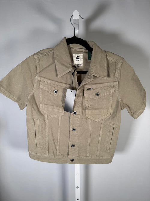 NWT G-Star RAW Arc Jacket Women’s Short Sleeve Stretch Canvas Beige Size Medium