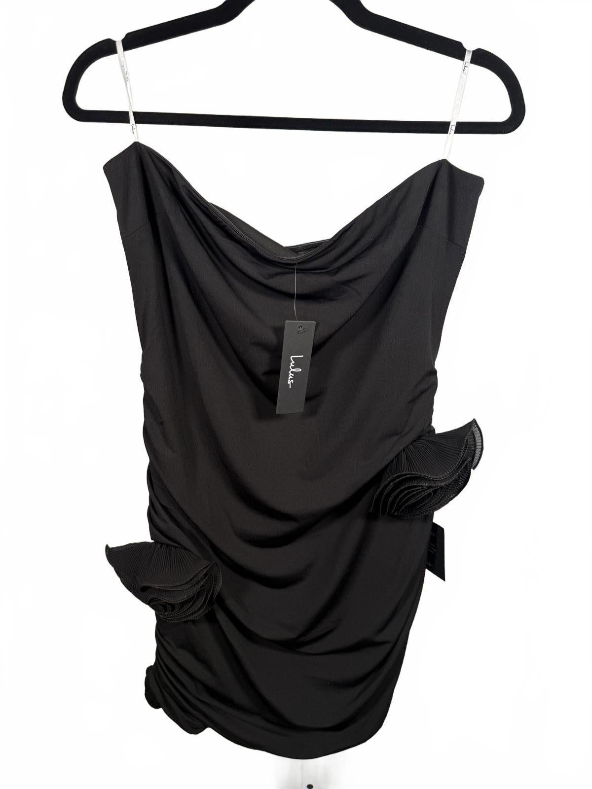 NWT Lulus Black Strapless Rosette Bodycon Mini Dress XL