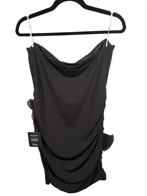 NWT Lulus Black Strapless Rosette Bodycon Mini Dress XL