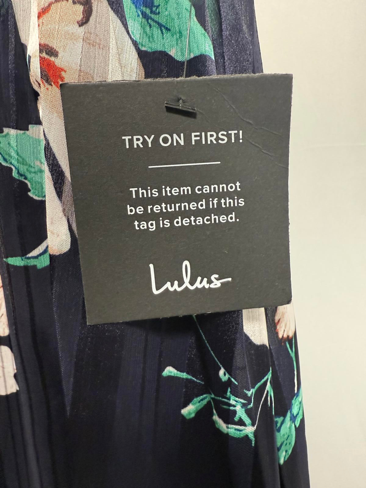 NWT Lulus All About Love Navy Floral Midi Dress XS