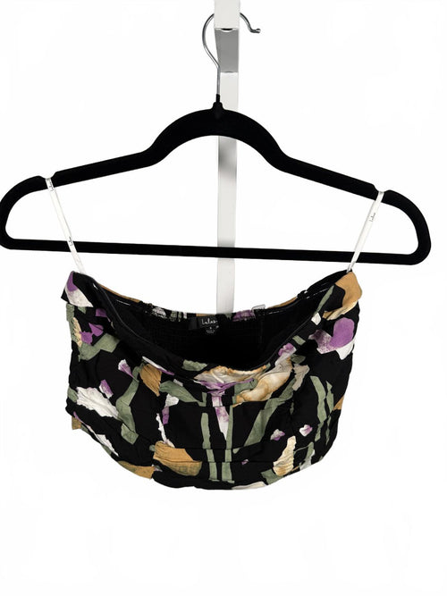 NWT Lulus Super Bloom Black Floral Print Strapless Tube Top Small