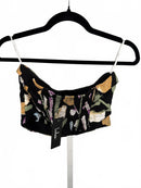 NWT Lulus Super Bloom Black Floral Print Strapless Tube Top Small