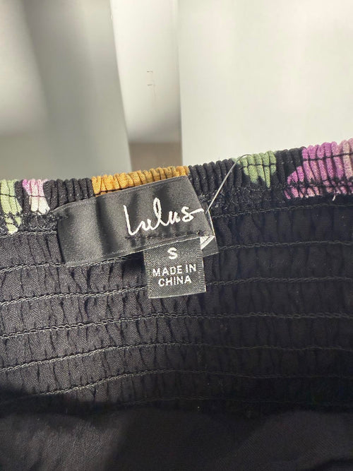 NWT Lulus Super Bloom Black Floral Print Strapless Tube Top Small